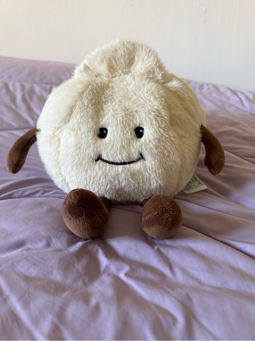 Warmies Cream Plush Dumpling with Brown Accents